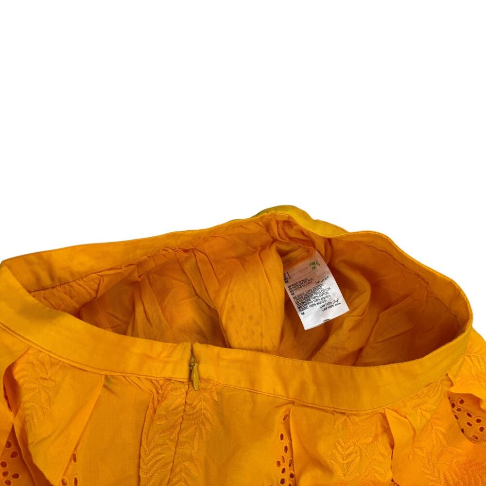 On 34th Womens Cotton Eyelet Embroidered Pleated Midi Skirt Citrus Yellow 4 - Picture 4 of 6